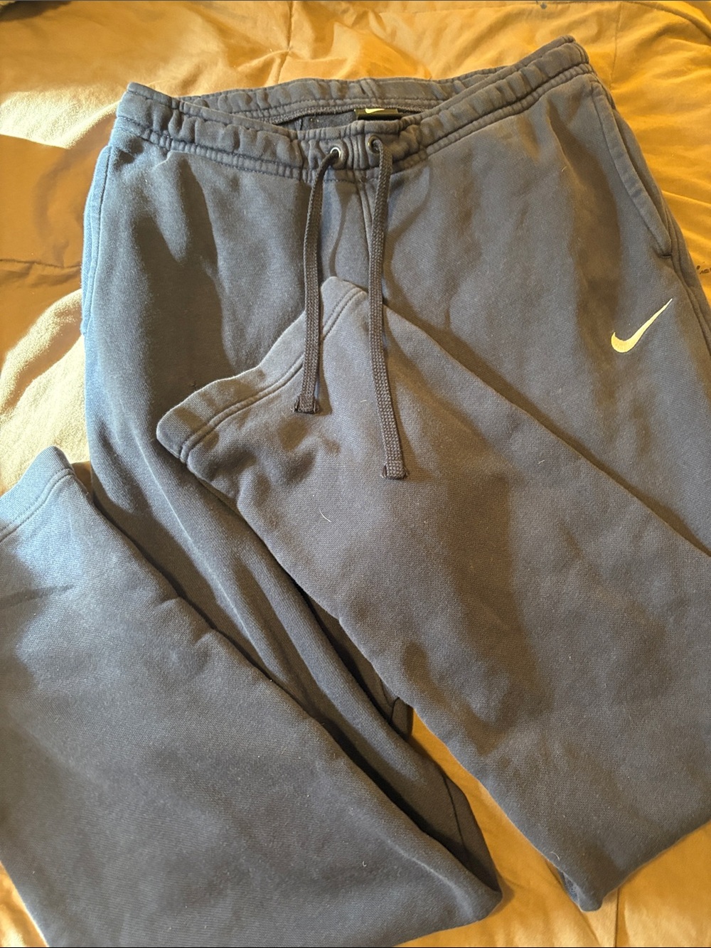 Nike Navy Blue Sweatpants with White Swoosh